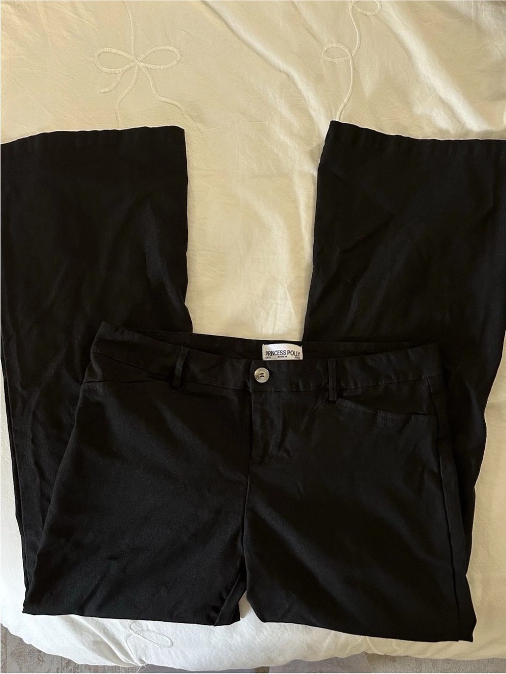 Princess Polly Black Women's Pants Trousers Low Rise Button 12 Short , 32x28 - Picture 3 of 3